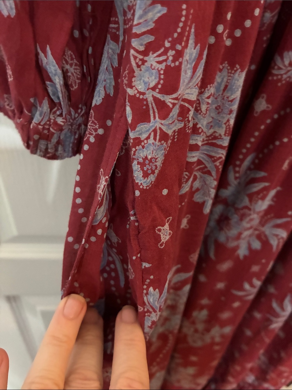 Free People Wine Floral Golden Hour Boho Long Sleeve Maxi Dress - Picture 11 of 11